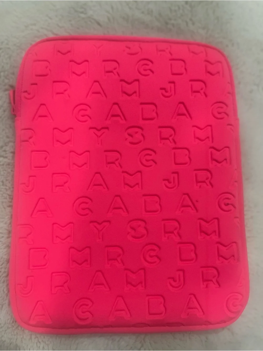 Marc Jacobs Neon Pink Embossed Tablet Pouch